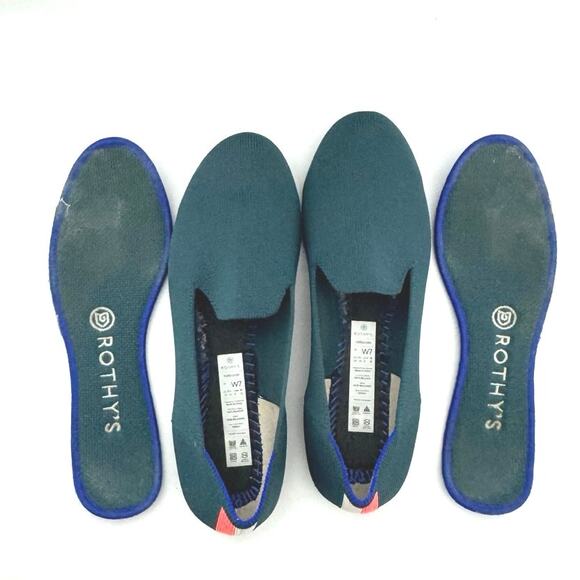 Rothy's The Almond Women’s Slip On Flats Loafers Size 7 Blue Sage Stripe Accent - Picture 6 of 9